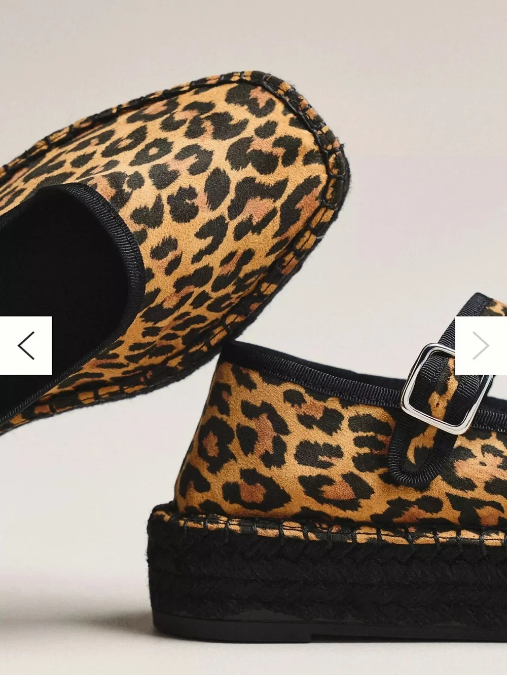 Maeve Leopard Print Mary-Jane Espadrilles in Tan and Black
